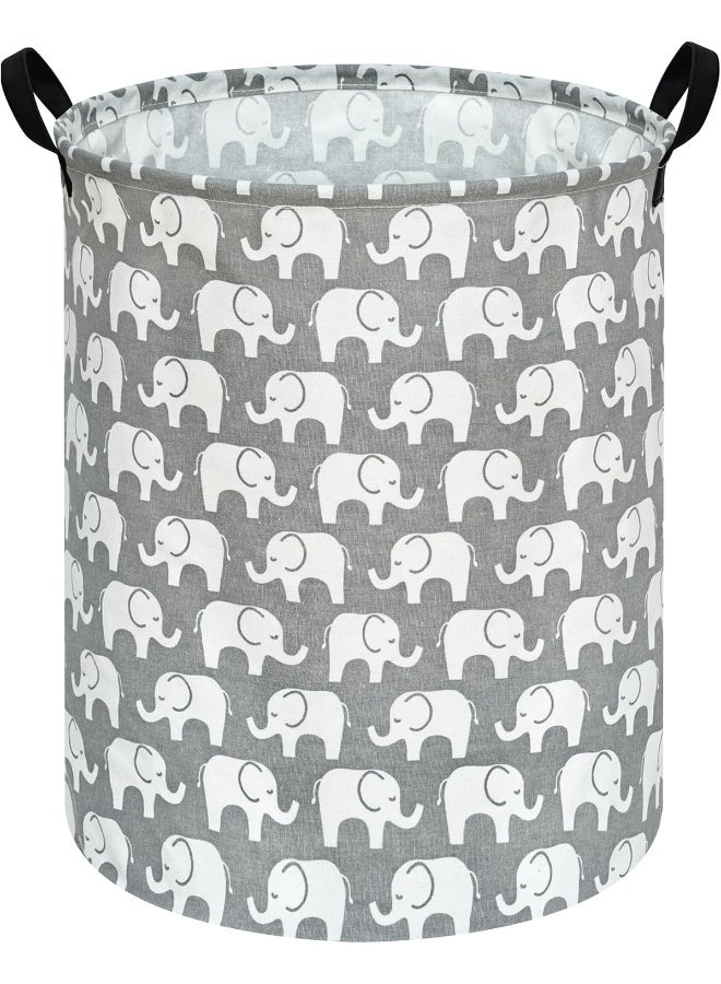 KUNRO Baby Laundry Basket Kids Elephant Pattern Hamper,Large Storage Box Toy Waterproof Storage Organizer Nursery Bin Clothes,Room Decor - Image 1
